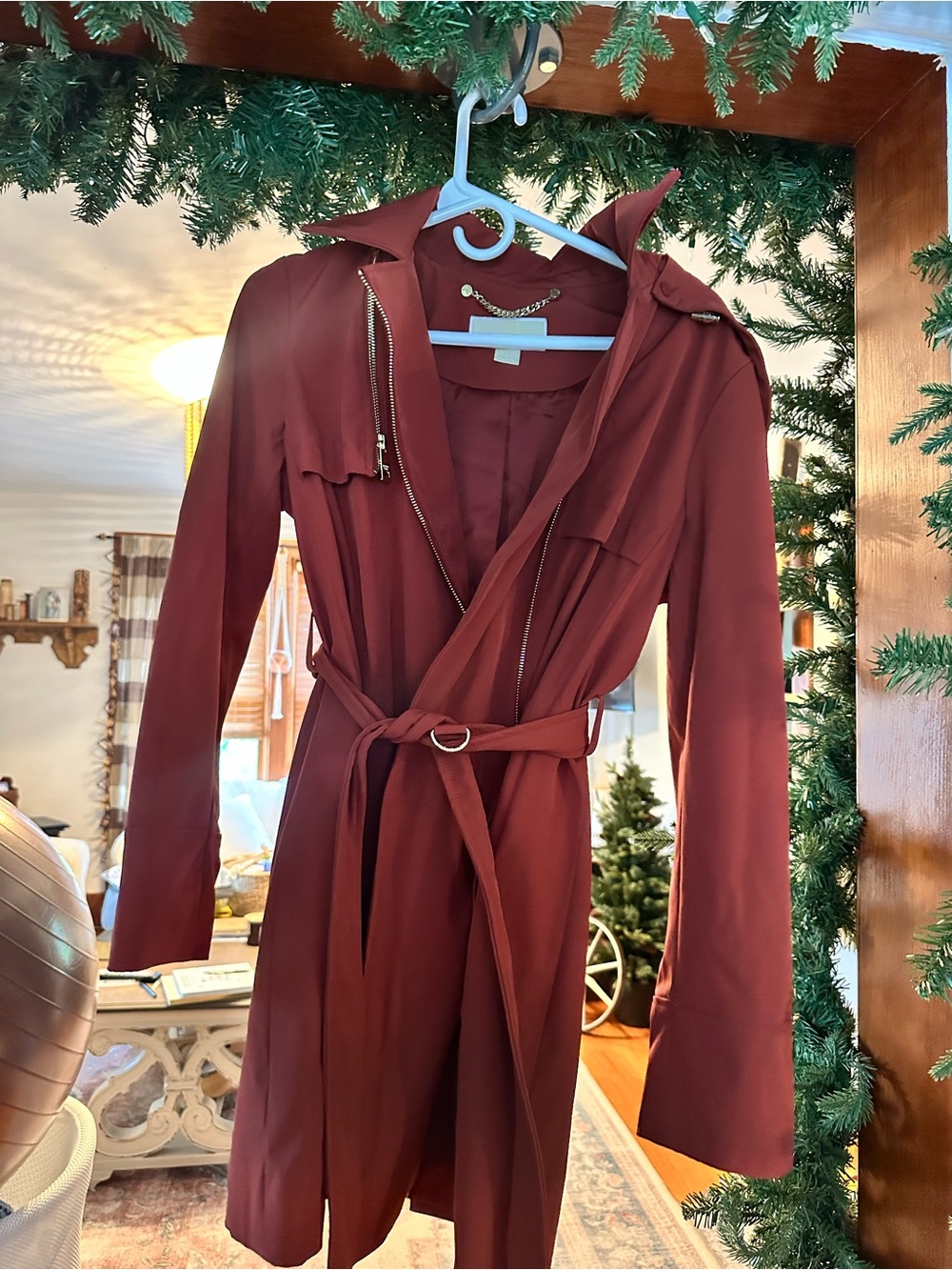 Michael Kors Burgundy Rain Jacket
